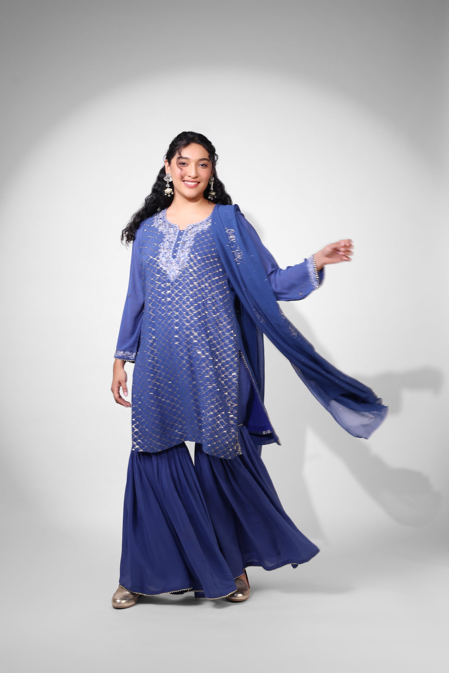 Parsi Mukaish Gharara (Blue)